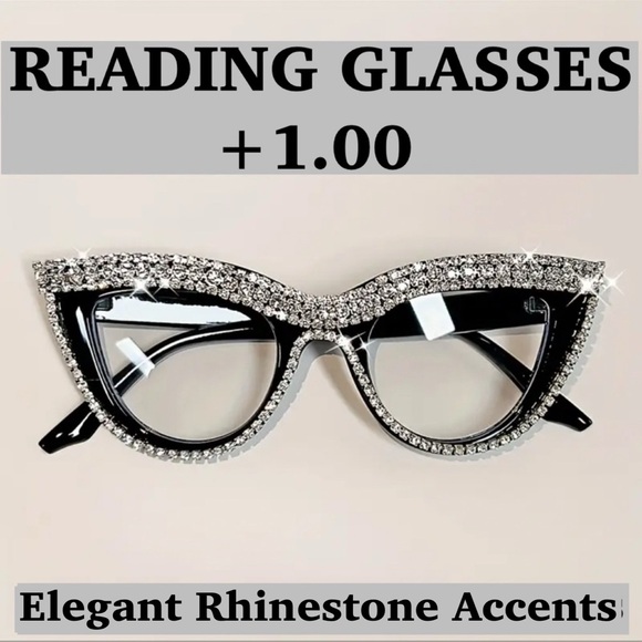 🔥🆕Cat Eye Rhinestone Reading Glasses +1.00 - Picture 1 of 6